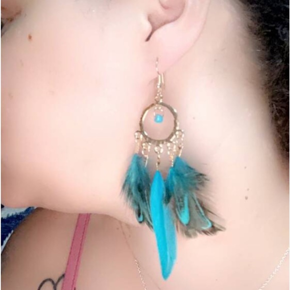 Bohemian Gypsy Feather Dreamcatcher Beaded Charm Drop Statement Earrings - Picture 5 of 8